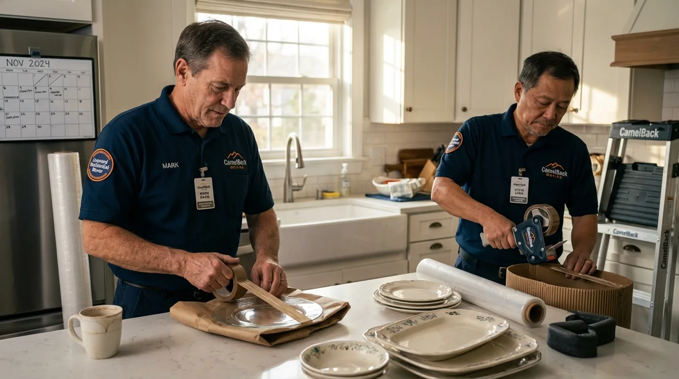 Professional crew packing kitchen dishware in Syracuse, NE